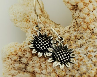 Sterling Silver Sunflower dangle earrings