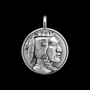 Indianer Kopf Anhänger, 925 Sterling Silber Anhänger, James Fraser Anhänger, Nickel Anhänger