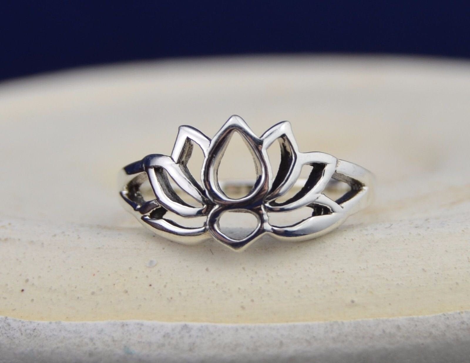 Moonstone Lotus Flower Adjustable Ring 925 Sterling Silver RSREXT-7 - Silver  Wholesale 925