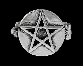 925 sterlingzilveren pentagram-gifring die opent en sluit