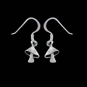 Sterling Silver Toadstool Mushroom Dangle Earrings - Unique and Whimsical