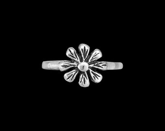 925 Sterling Silver Adjustable Toe Ring with Cute Daisy Flower