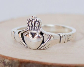 Sterling Silver Claddagh Ring • Irish Promise Ring • Love Ring • Size 5-13