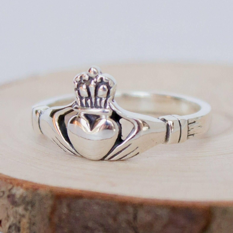 Sterling Silver Claddagh Ring Irish Promise Ring Love Ring Size 5-13 image 1