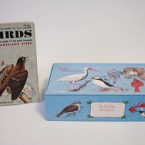 Get Both- BIRDS A Guide to the Most Familiar American Birds 1949, 1956 Revised Edition Book PLUS Vintage Birds of North America Pencil Box