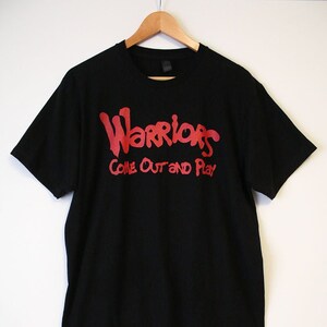Retro Warriors Come Out and Play Bloody Red Spell Out Shirt Black T-Shirt- Size Men&#39;s Large (Cotton)