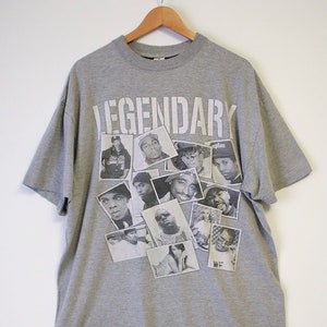 Vintage Rare Notorious B.I.G., Snoop Dogg, Tupac Shakur, Eazy-E, Jay Z, Lisa Lopes, Aaliyah, Puff Daddy, LEGENDARY Gray Shirt- Size 4XL