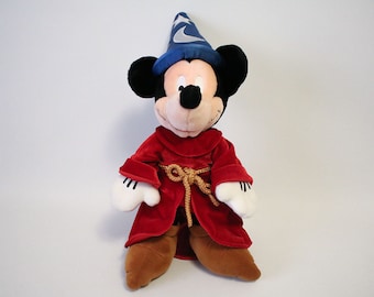 Walt Disney 21" Fantasia Mickey Mouse Sorcerer Plush | Mickey Mouse Sorcerer Hat Sorcerer Red Velvet Robe Plush