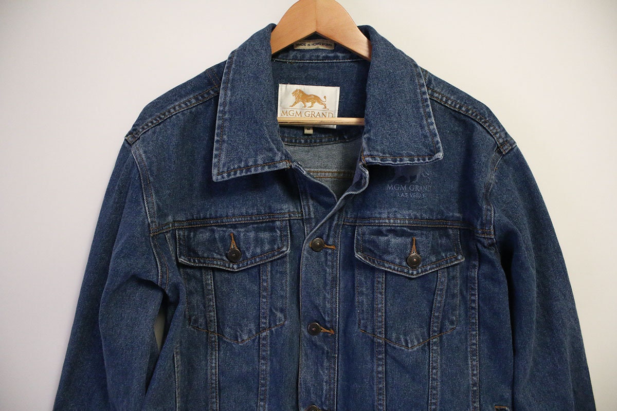 Vintage MGM Grand Las Vegas Blue Jean Denim Men's Jacket W/ Blue