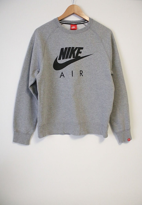 Vintage 90s Nike AIR Swoosh Logo Gray Raglan Sleeve S… - Gem