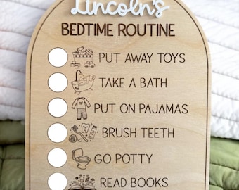 Bedtime Routine Chart Customized Name Gift for Child Toddler Ms. Rachel Inspired Checklist for Kids Personalized Nighttime Organizer