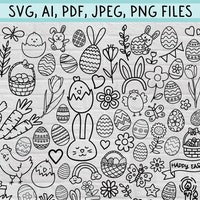 Kawaii Bunny Face SVG Bundle – Cute Minimalist Rabbit Head Clipart for ...