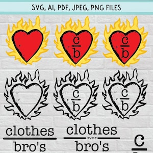 Clothes Over Bros, Flaming Heart, Brooke Davis Clipart | One Tree Hill SVG, PNG, JPEG Digital Files for Cricut, Silhouette | Fan Art