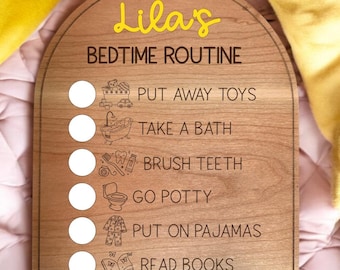 Bedtime Routine Chart Customized Name Gift for Child Toddler Ms. Rachel Inspired Checklist for Kids Personalized Nighttime Organizer