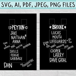 One Tree Hill - Peyton's Closet Doors | Peyton Sawyer and Brooke Davis | SVG, PNG, JPEG Digital Files for Cricut, Silhouette, etc.