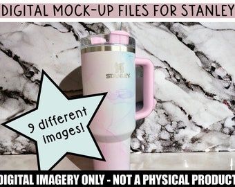 Digital Mock-Up Photography | Stanley Tulle 40 oz Tumbler | Stock Photos for Pink Stanley | Marble Background Collection
