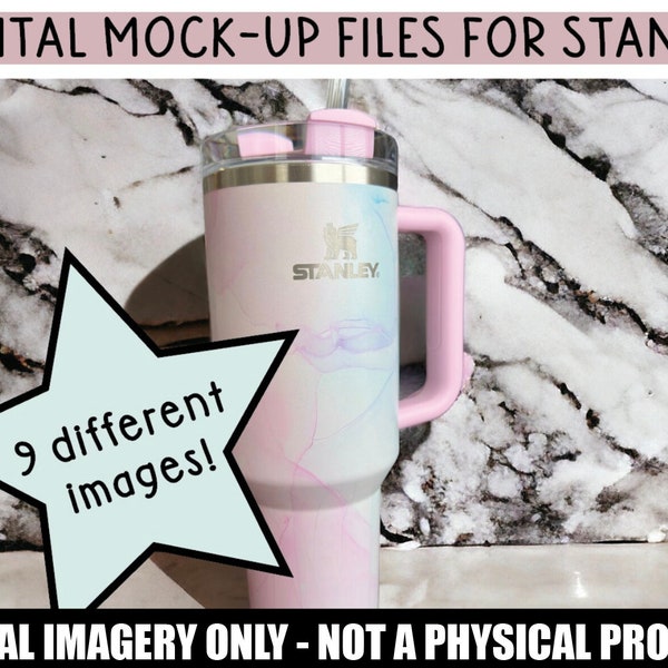 Digital Mock-Up Photography | Stanley Tulle 40 oz Tumbler | Stock Photos for Pink Stanley | Marble Background Collection