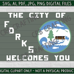 A Cidade de Forks lhe dá as boas-vindas Arquivo Digital | Twilight Clipart | Edward Cullen, Bella Swan, Jacob Black, Vampiro, Lobisomem SVG, Imagem Vetorial