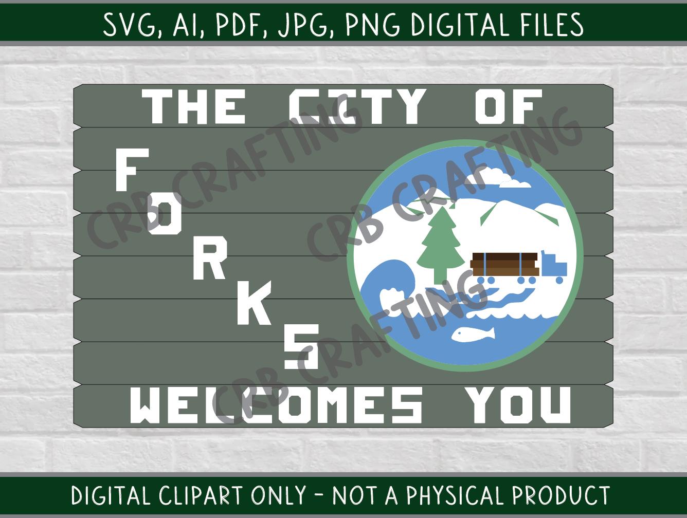 Fichier numérique de la ville de Forks | Crépuscule Clipart | Edward Cullen, Bella Swan, Jacob Black, Vampire, Loup-garou SVG, Image vectorielle