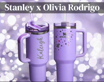 Vaso personalizado Superstar morado de 40 oz de Olivia Rodrigo Stanley, regalo personalizado para ella, taza con nombre personalizado