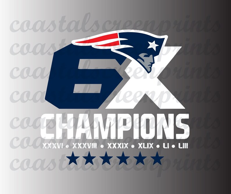 New England Patriots Super Bowl 6x Superbowl Champions SVG | Etsy