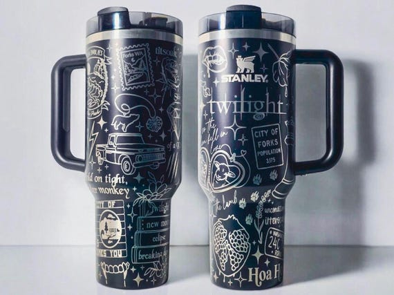 Forks Washington Vampire Stanley Engraved Tumbler 40 oz Quencher Twilight, New Moon, Breaking Dawn Fans Team Jacob Gift Team Edward Gifts