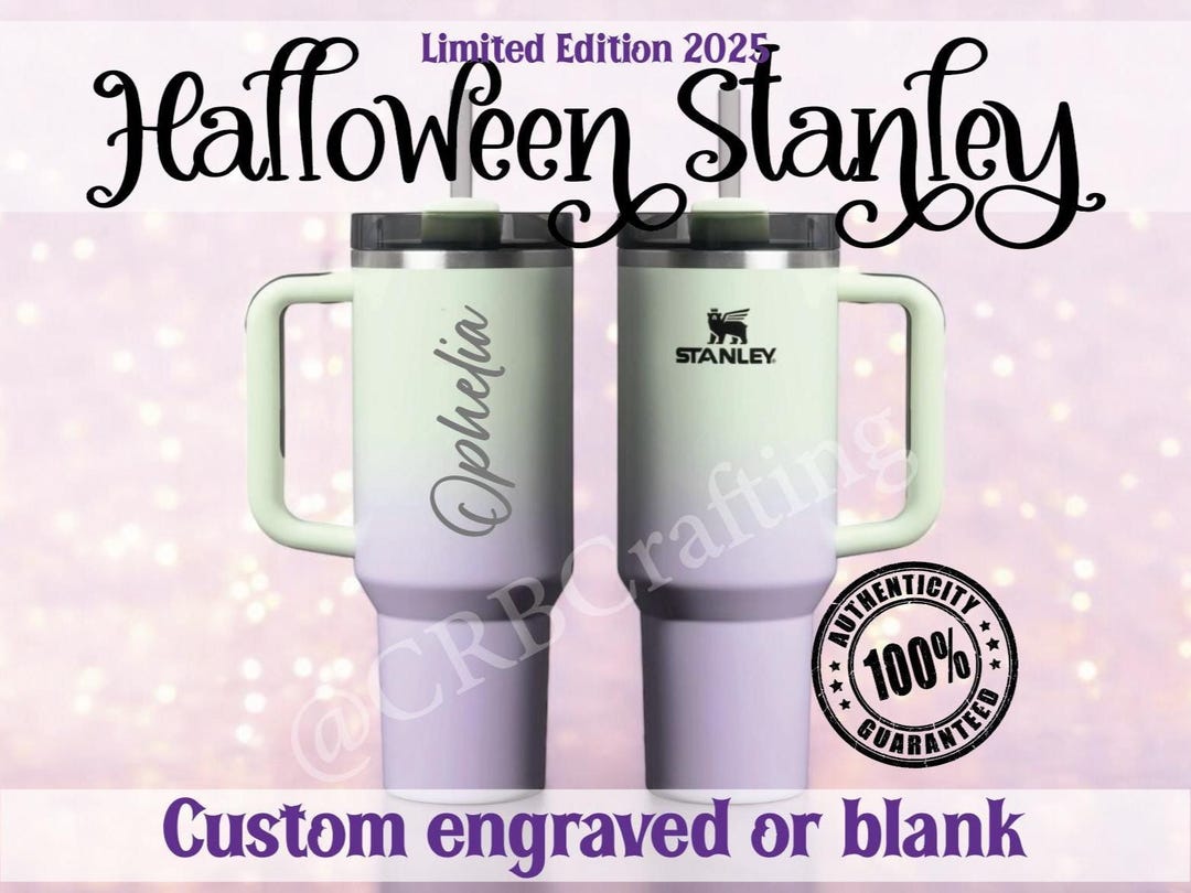 Hypnotic Green Halloween Stanley Quencher Custom Engraved Spooky