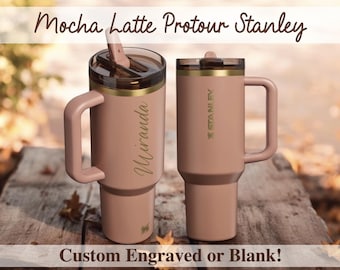 Mocha Latte Protour Stanley 40 oz Quencher Custom Engraved Celadon Espresso Fall Personalized Tumbler Antique Rose Cashmere Juniper Camel