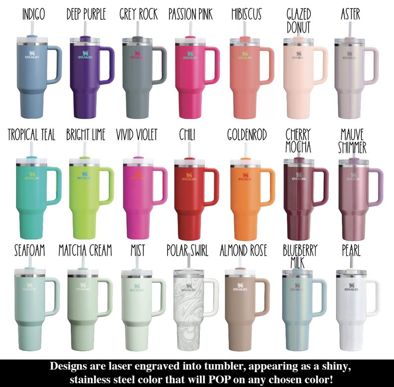 Gourde Stanley 40 Oz Rare - Bleu Myrtille Perle Donut Cerise Mauve