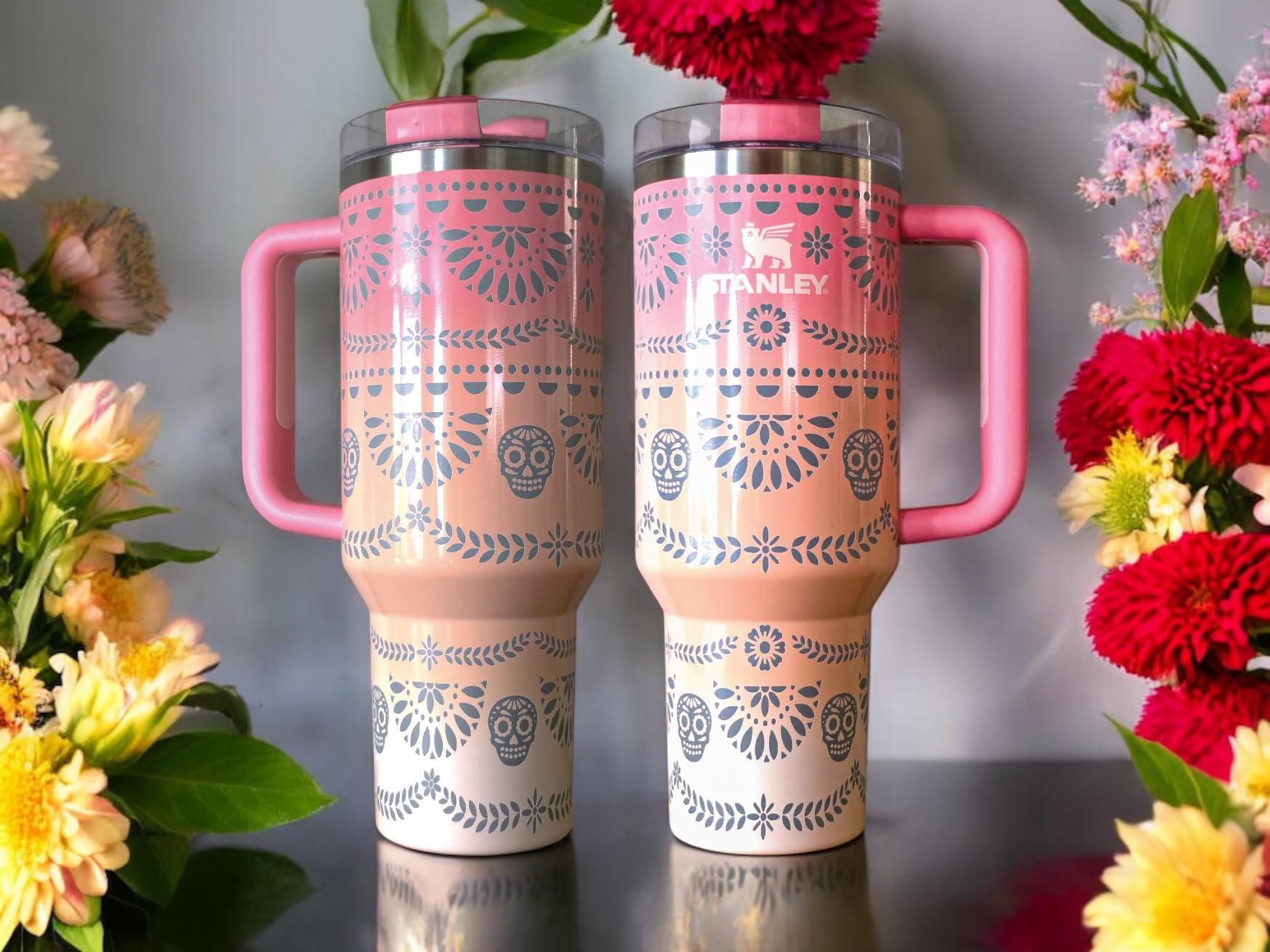 Day of the Dead Stanley Engraved Tumbler 40 Oz Quencher Mexico Día