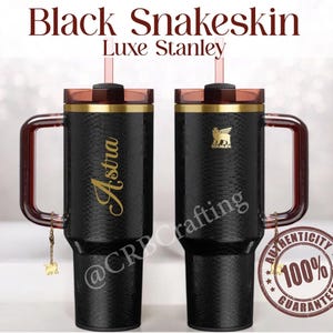 Schwarze Schlangenhaut Stanley Luxe 40 Unze authentische Quencher gravierter Luxusbecher personalisierter Name Einzigartige Weihnachtsgeschenke für ihn oder sie
