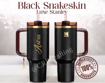 Black Snakeskin Stanley Luxe 40 oz Authentic Quencher Custom Engraved Luxury Tumbler Personalized Name Unique Holiday Gifts for Him or Her