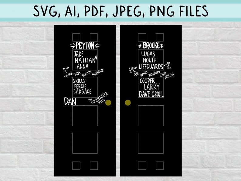 One Tree Hill Peyton's Closet Doors Peyton Sawyer and Brooke Davis SVG, PNG, JPEG Digital Files for Cricut, Silhouette, etc. image 2