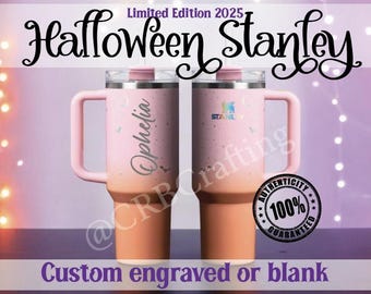 Vaso espeluznante personalizado de 40 oz con grabado de Stanley Spellcast Pink Halloween para regalo de otoño con nombre personalizado para él o ella