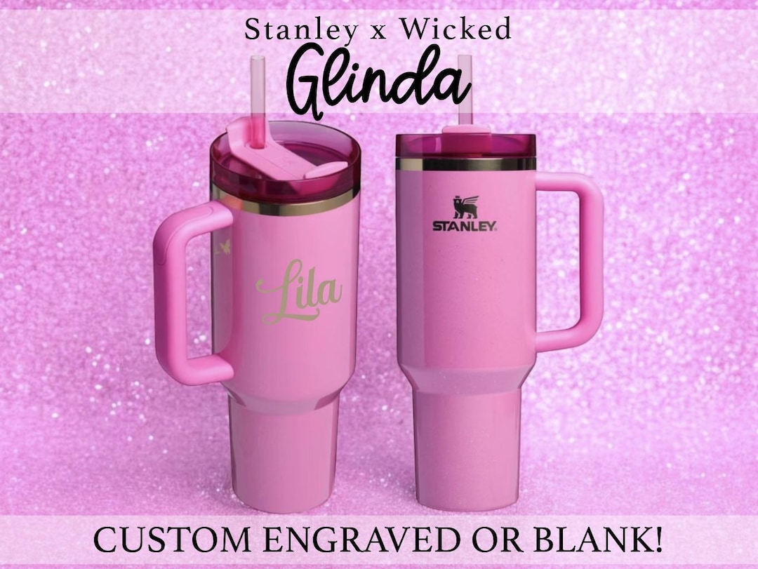 Stanley X Wicked Glinda Pink & Gold 40 Oz Quencher Custom Engraved