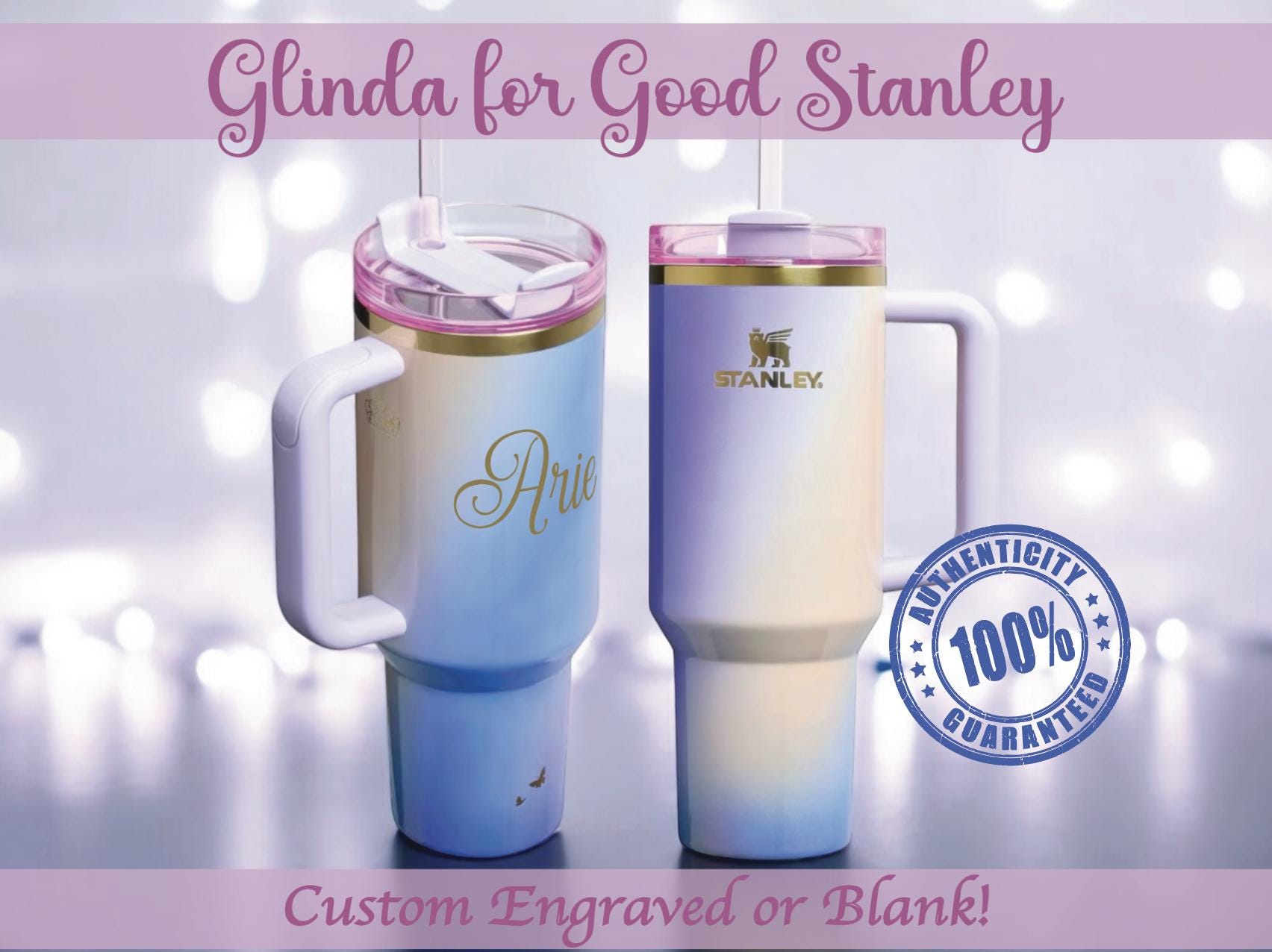 Stanley x Wicked Glinda 40オンス クエンチャー カスタム刻印入り 