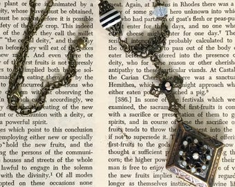 Memento Mori Art Deco Brass Vintage Assemblage Locket Necklace Mourning Jewelry OOAK by Seditious Jewelry