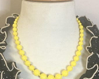 Rita - Mid Century Graduated Glass Bead Necklace Set in Lemon Yellow by Seditious Jewelry