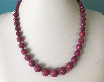Rita - Mid Century Graduated Glass Bead Necklace Set in Raspberry by Seditious Jewelry