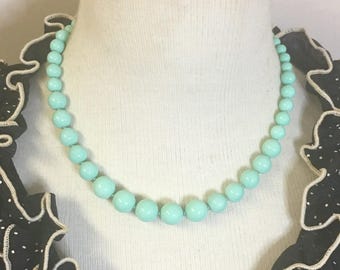 Rita - Mid Century Graduated Glass Bead Necklace Set in Mint Green by Seditious Jewelry