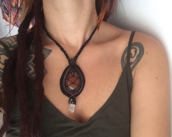 Agate and Quartz Pendulum Necklace