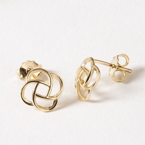 Orecchini a bottone con nodo celtico in oro vero 14k 18k, gioielli celtici, orecchini con nodo, gioielli irlandesi, chiusura a vite o a pressione, regalo per la festa della mamma