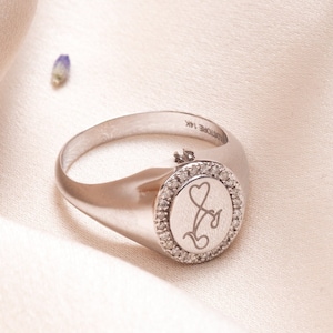 Anillo de urna de cremación con sello de diamantes de oro auténtico de 10 quilates, 14 quilates y 18 quilates, anillo conmemorativo de oro con sello de diamantes y circonitas, anillo de urna conmemorativa con grabado personalizado para cenizas.