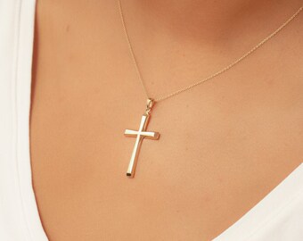 X10 18k Rose Gold Cross Frosted Stainless Steel Necklace Minimalist