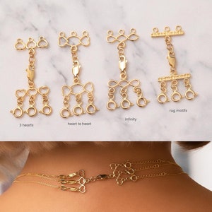3 Strang-Halskette Trennschließe 14k 18k Massivgold, Mehrfach-Halskette Spacer Schließe, Layered Detangler Halskette, Overlay 3 Strang Schließe