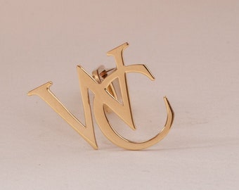 Aangepaste Letter Manchetknopen 14K 18K SOLID Gold, Gepersonaliseerde Dubbele Letter Manchetknopen, 2 Eerste Manchetknopen, Verjaardag Bruiloft Vaders Dag Cadeau