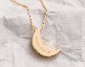 14K 18K äkta guld urna halsband, anpassad gravyr guld halvmåne halsband pappa mamma son lilla syster morfar, askhållare för