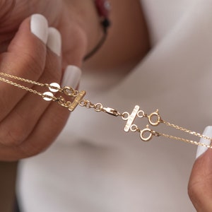 2 Strand 14K 18K Solid Gold Clasp, Layered Necklace Spacer, Layered Necklace Real Gold Detangler, Multi Strand Necklace Untangle For Woman