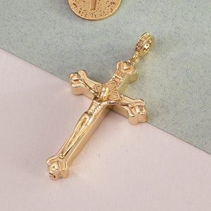 Custom Cremation Urn Jesus Crucifix Pendant, Memorial Keepsake Funeral Pendant, 14K or 18K SOLID Gold, Personalized Ash Holder Cross Pendant
