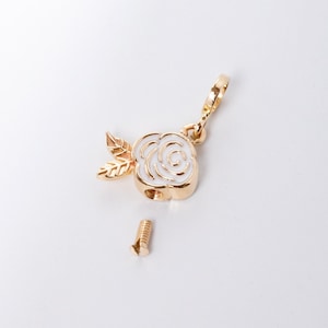 Blooming Rose Cremation Pendant in 10k 14k 18k Gold, Custom Urn Rose Memorial Nature Lover Enamel Pendant, Flower Ashes Pendant for Her